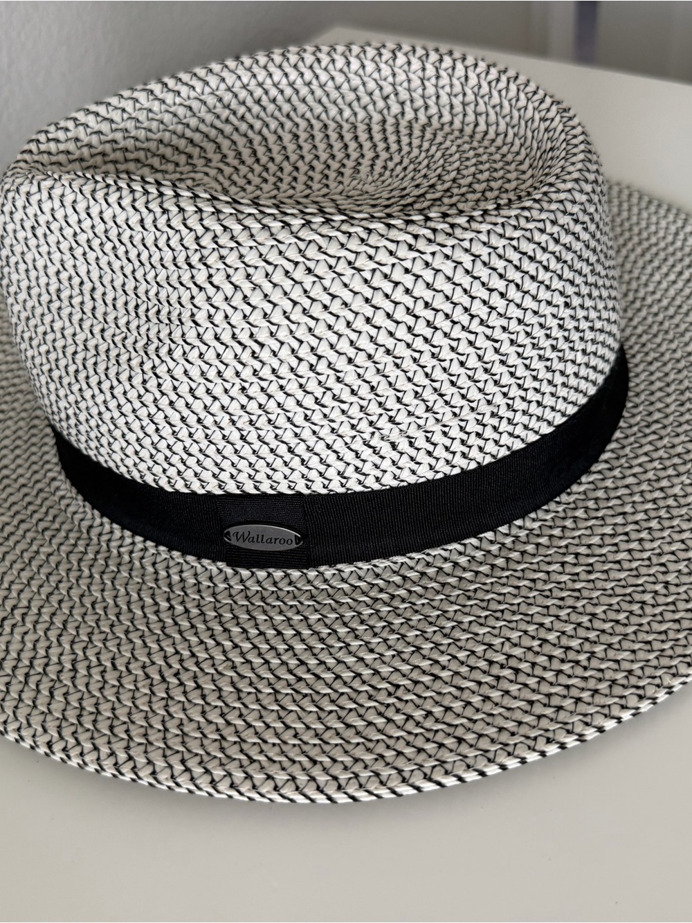 Wallaroo Charlie Wide Brim Fedora Sun Hat Packable Ivory Black Boho Resort Vacay - Picture 10 of 11